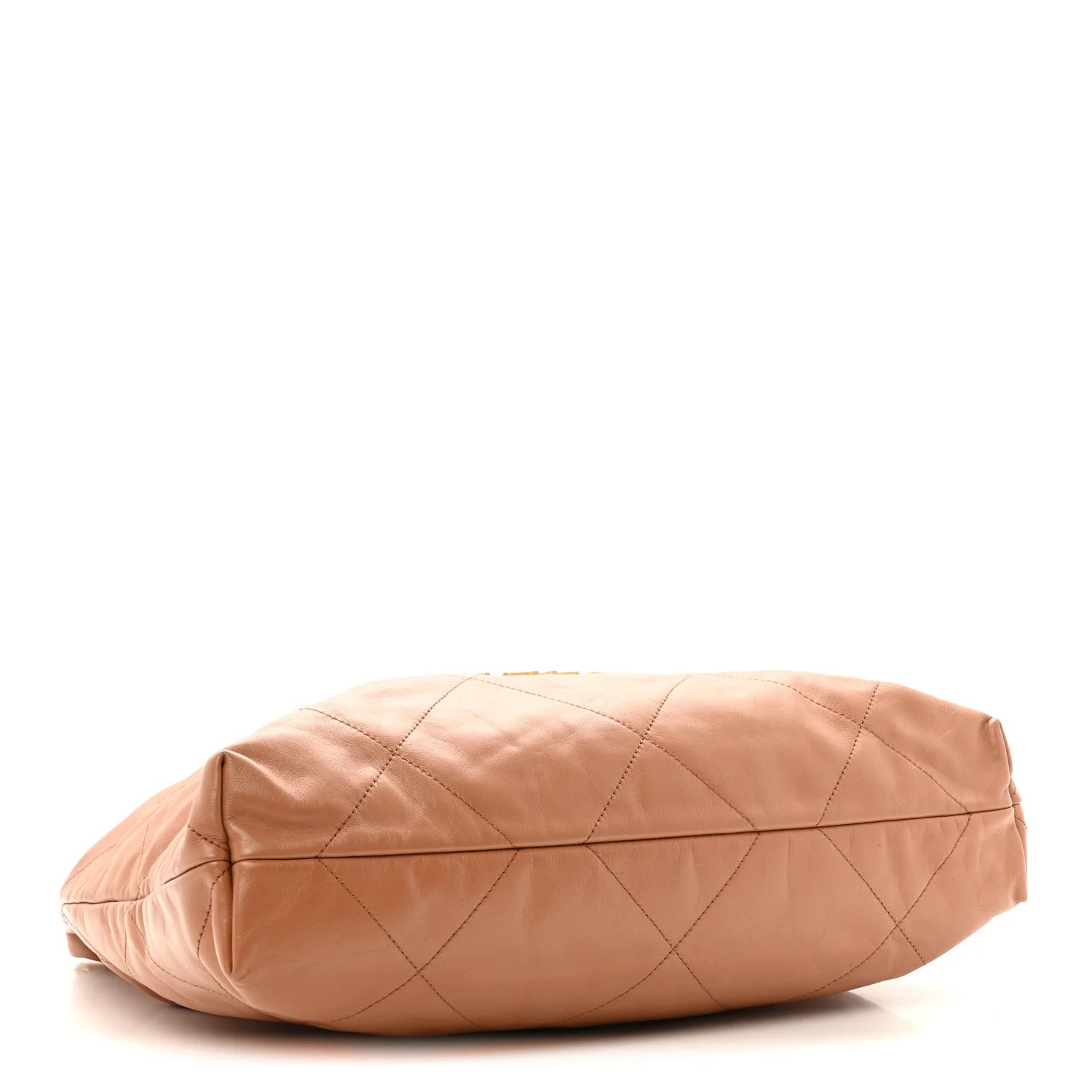 Shiny Calfskin Quilted  22 Camel