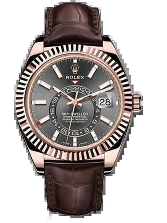 Rolex Sky-Dweller Rose Gold Rhodium Dial Men'S Watch 326135 Dkr