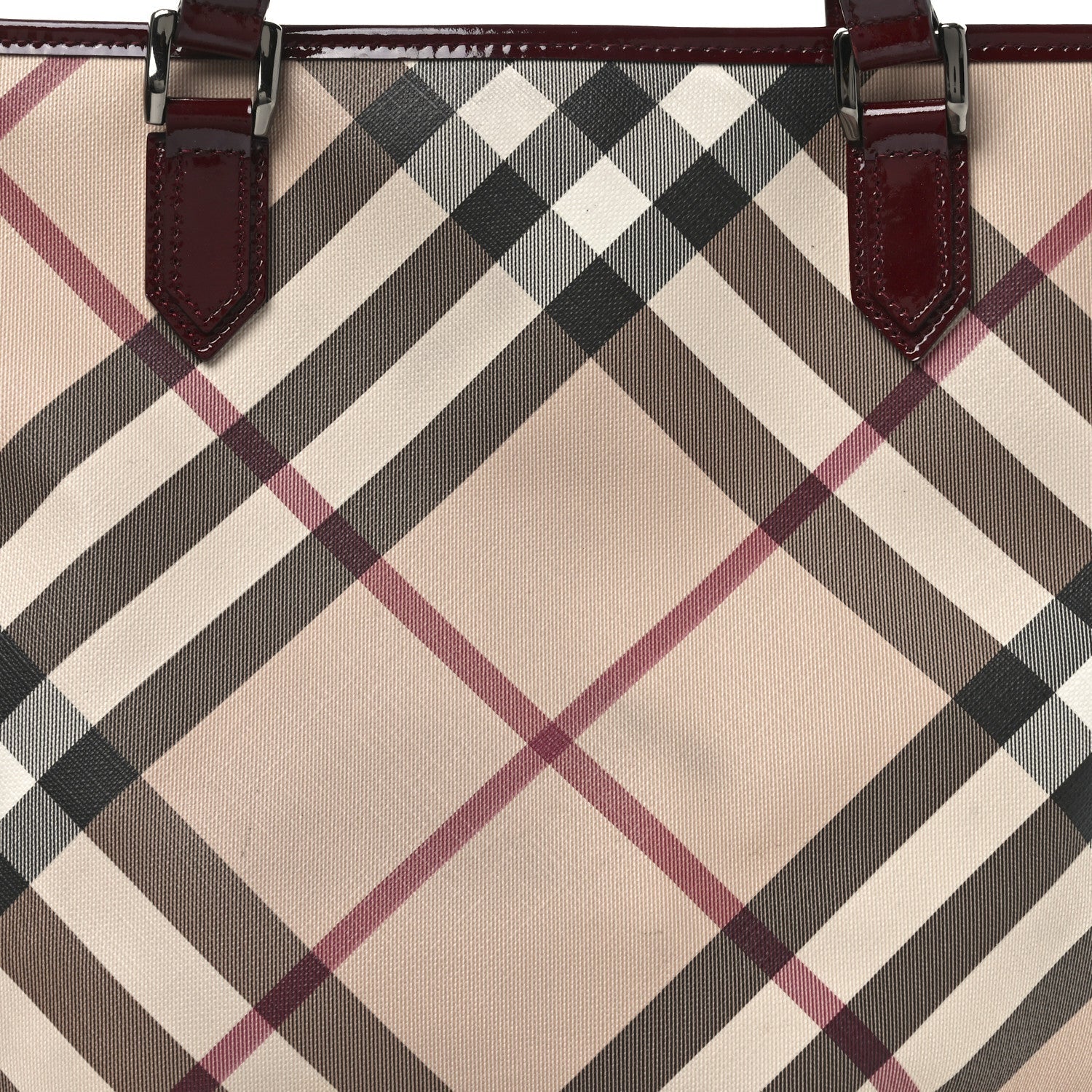 Nova Check Patent Small Vertical Tote Red