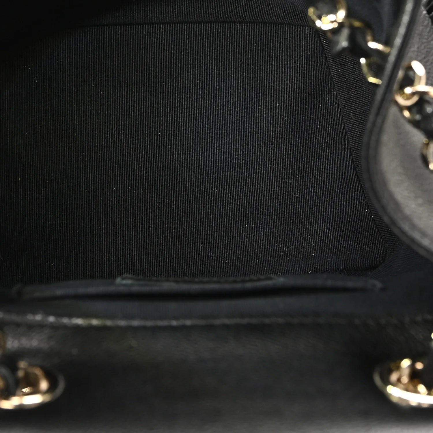 Shiny Caviar Quilted Small Pockets Drawstring Backpack Black