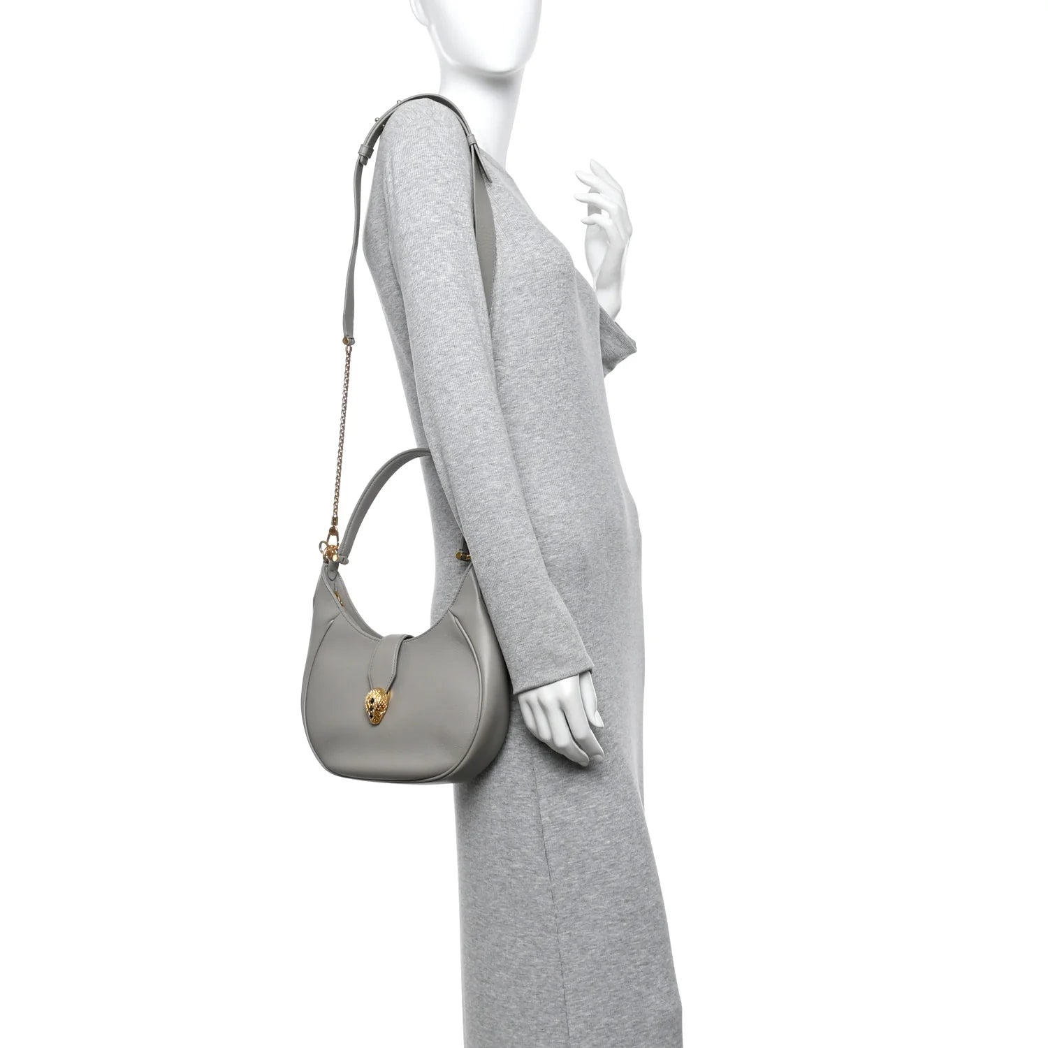 Urban Grain Smooth Calfskin Serpenti Ellipse Shoulder Bag Foggy Opal