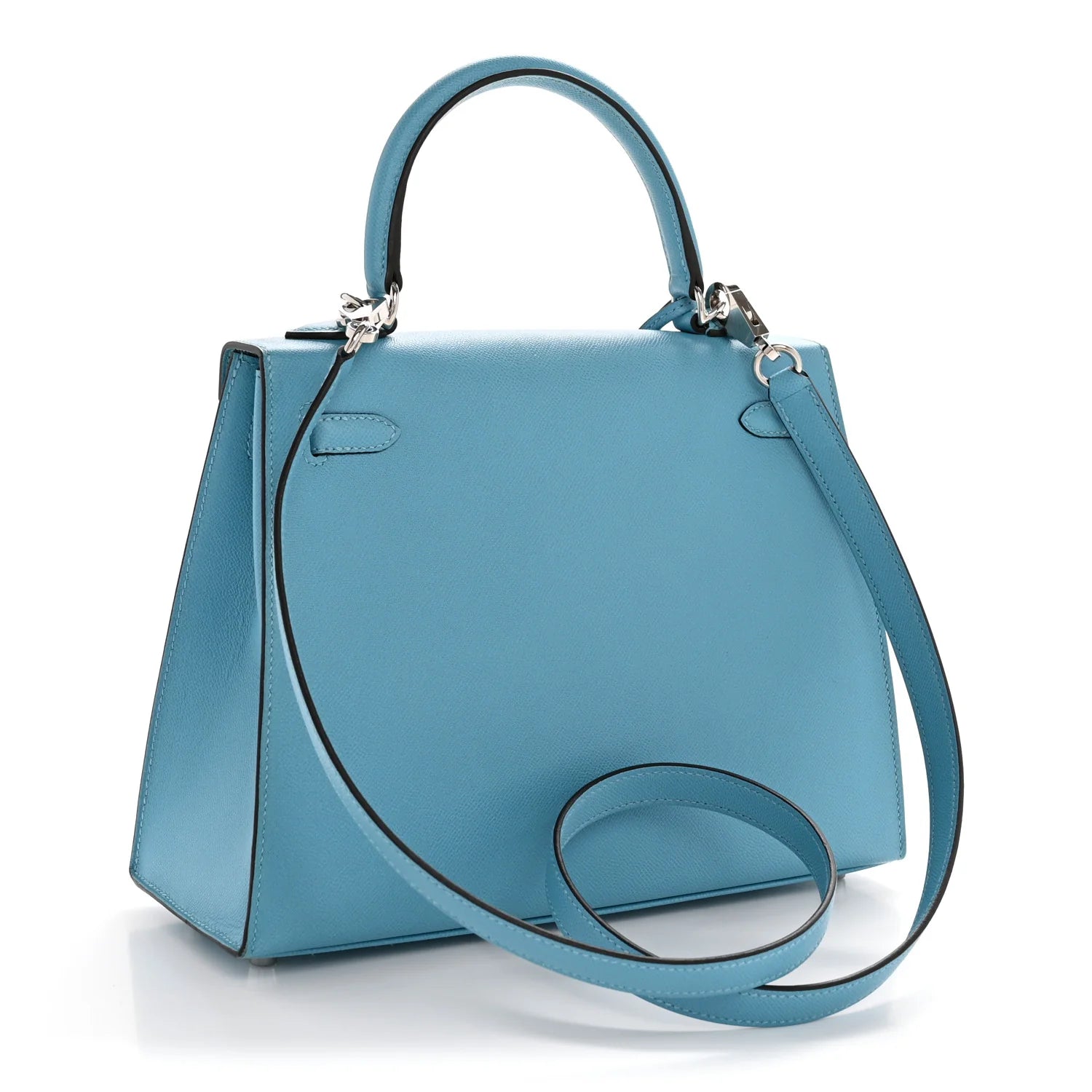 Madame Calfskin Kelly Sellier 25 Bleu Du Nord