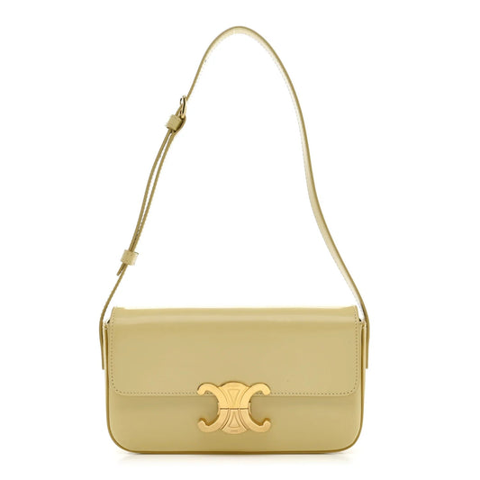 Shiny Calfskin Triomphe Shoulder Bag Papyrus