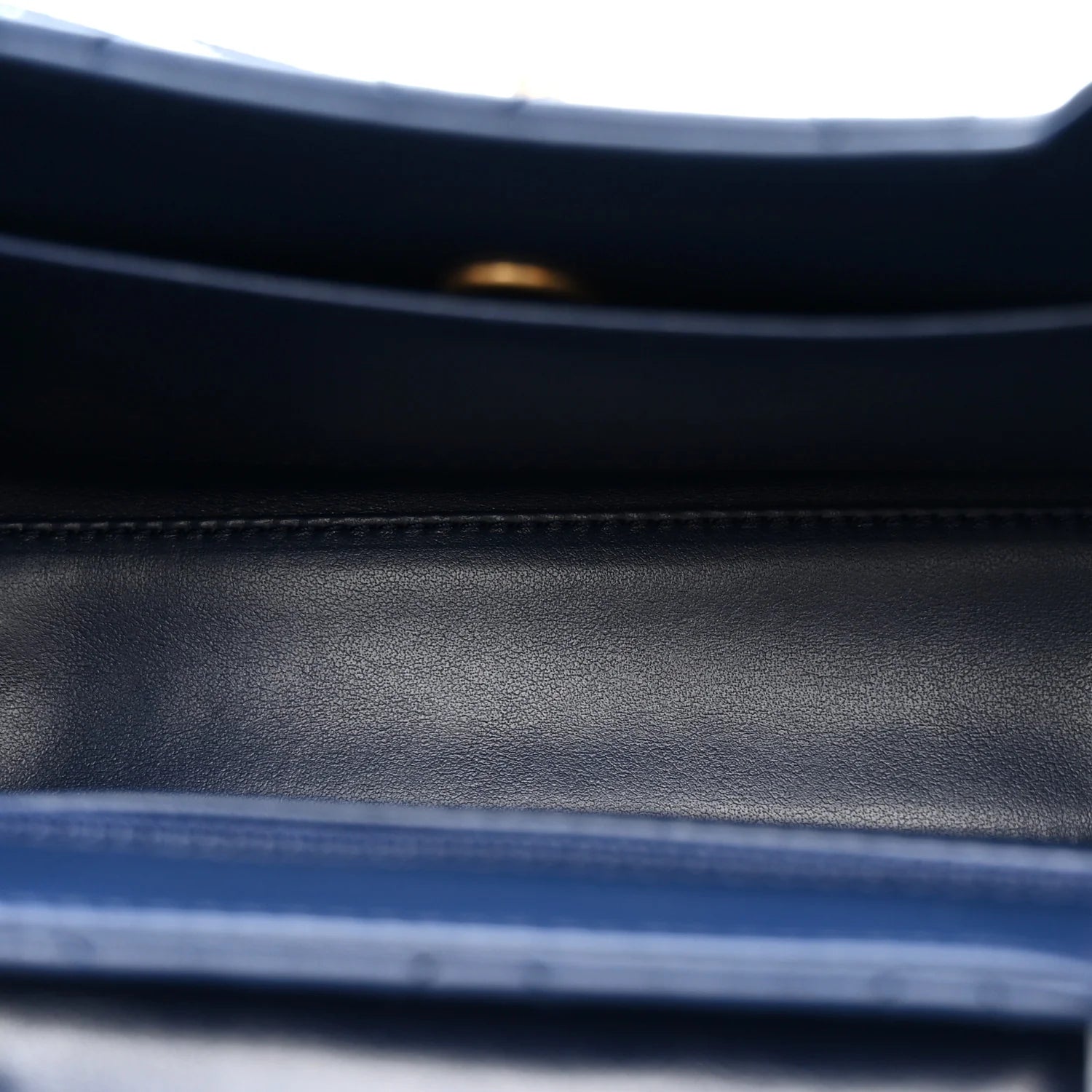 Shiny Aged Calfskin Quilted Nano Kelly Shopper Dark Blue