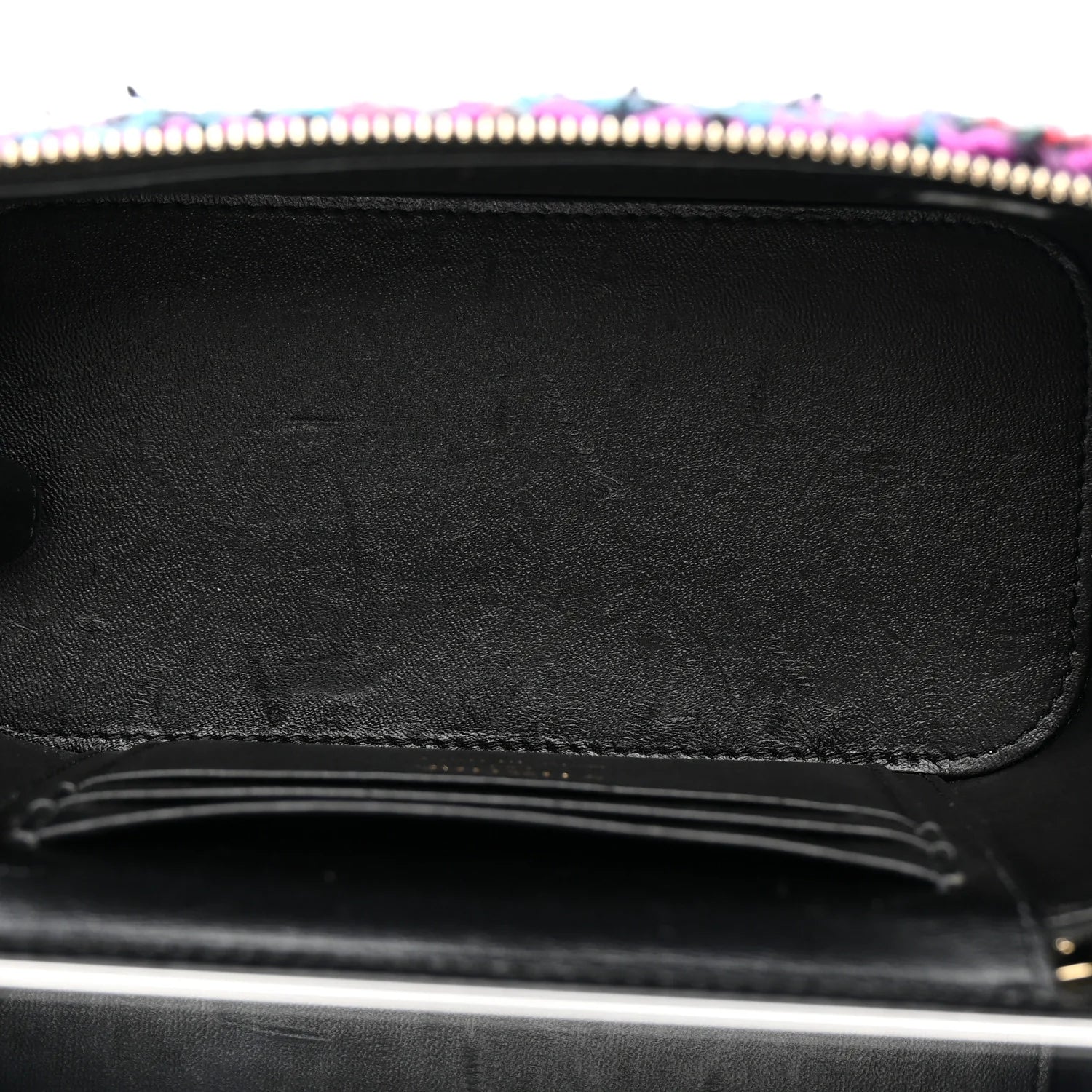 Tweed Quilted Small Vanity Case with Chain Black Purple Green Red