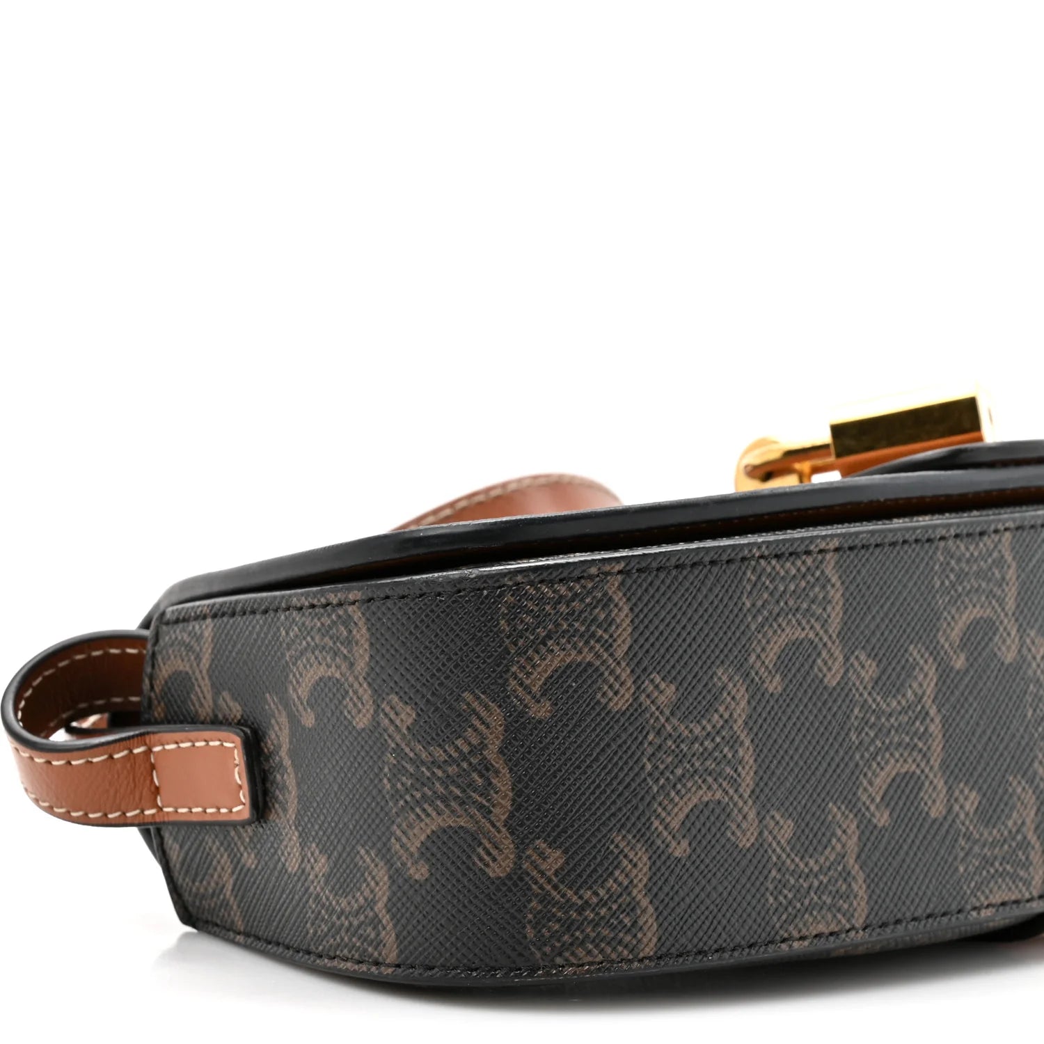 Triomphe Canvas Calfskin Tabou Clutch on Strap Tan