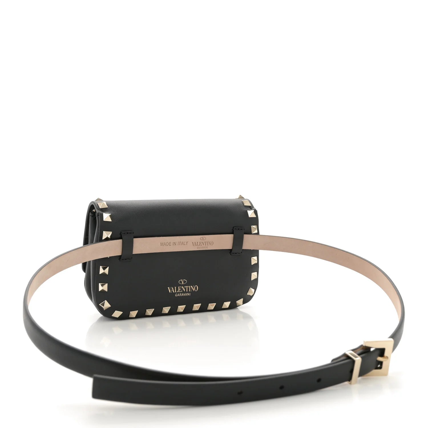 Vitello Rockstud Belt Bag Black