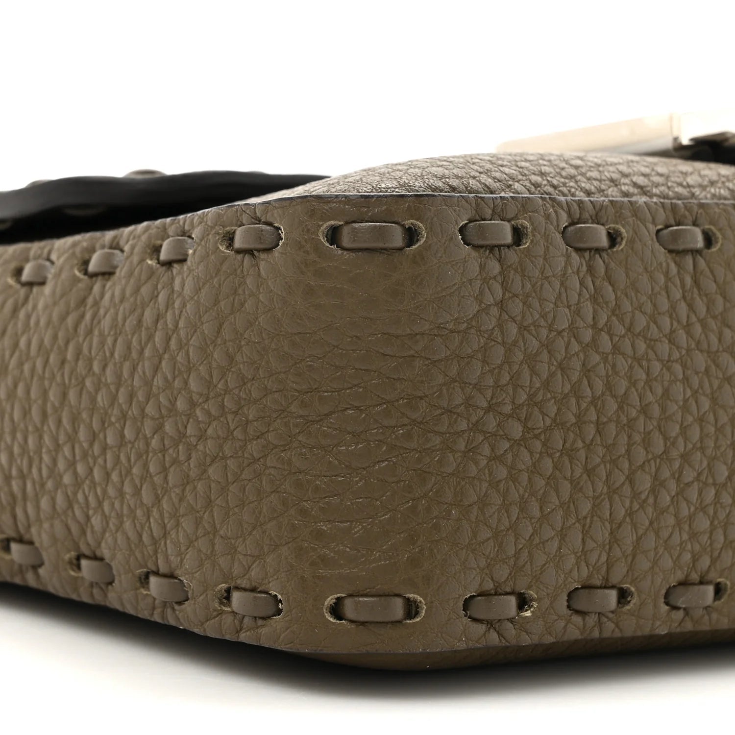 Cuoio Roma Sellerissima Nappa Sintetica Tape Stitch Mini Baguette Argento