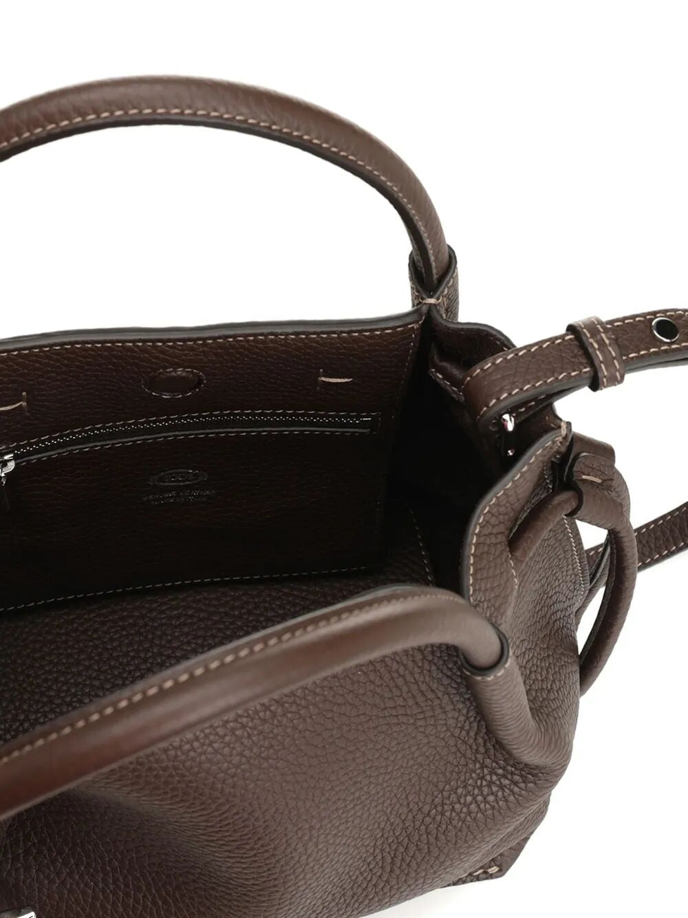 SMALL BROWN LEATHER BUCKET BAG