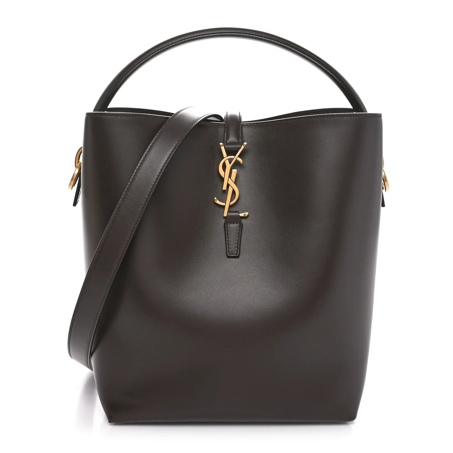 Shiny Calfskin Le 37 Bucket Bag Arabica