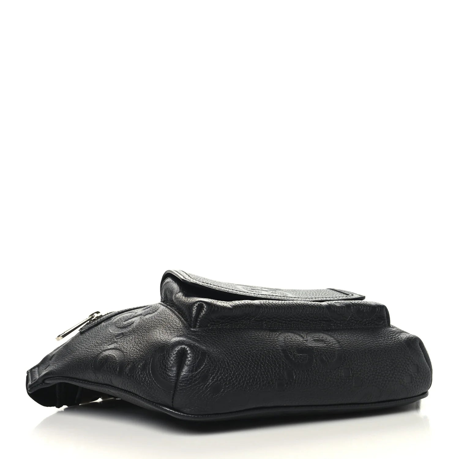 Piuma Calfskin Jumbo GG Embossed Pocket Belt Bag Black