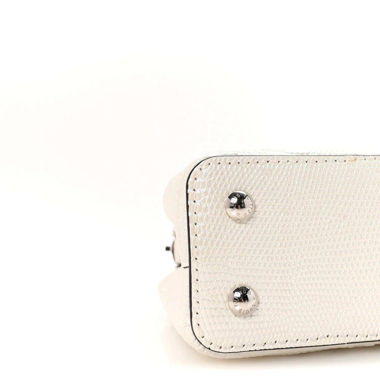 Lizard Baroque Embossed Capucines Mini Ivory Sparkle
