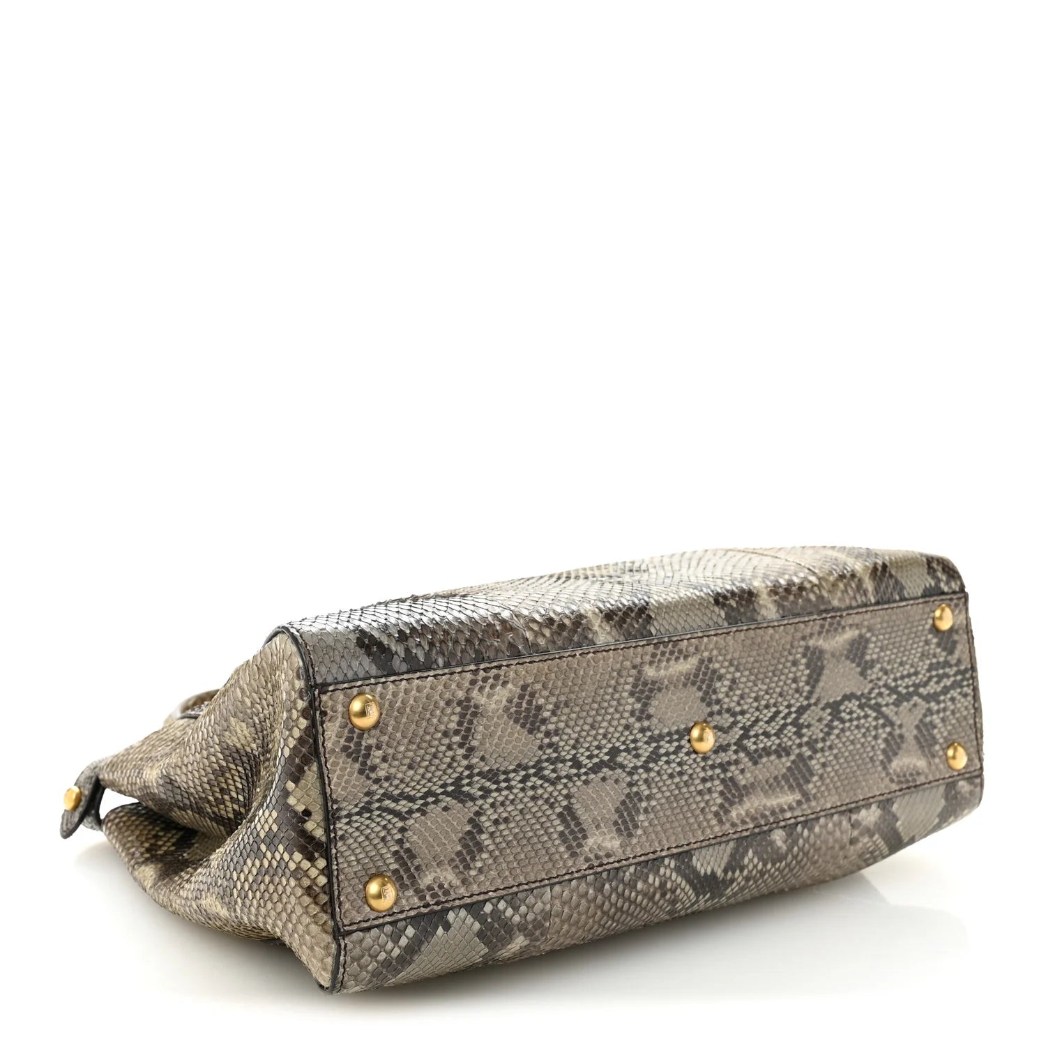 Snakeskin Medium Peekaboo Iconic Satchel Asfalto Nocciola