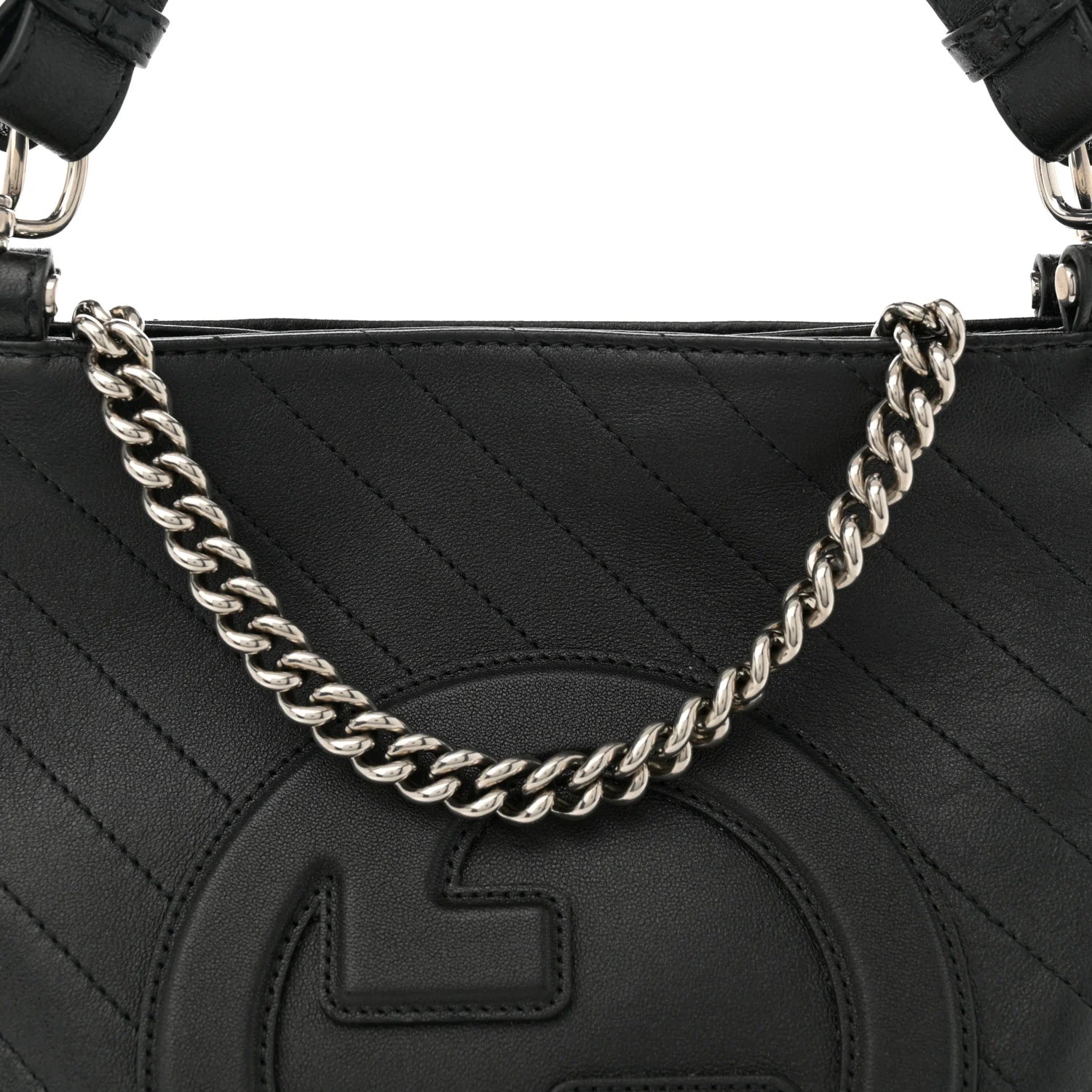 Sakai Be Green Calfskin Diagonal Stitched Small Blondie Tote Black