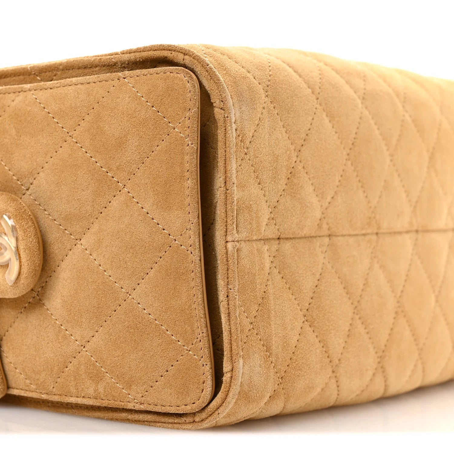 Suede Quilted Small  25 Handbag Beige