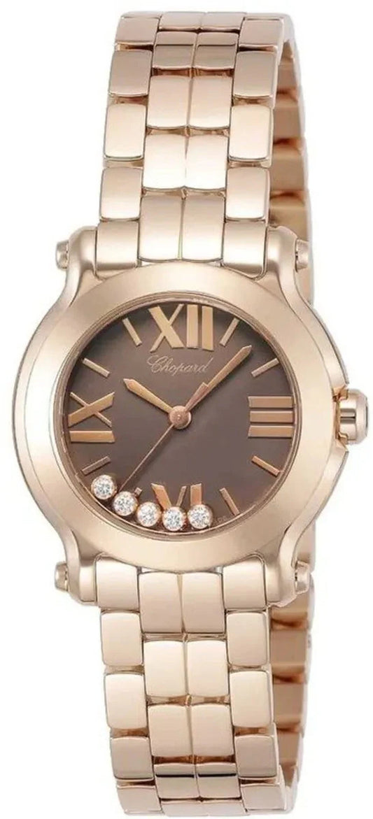 Unworn  Happy Sport, 18K Rose Gold, 5 Floating Diamonds, 30Mm, Ref# 274189-5004, Box and Papers