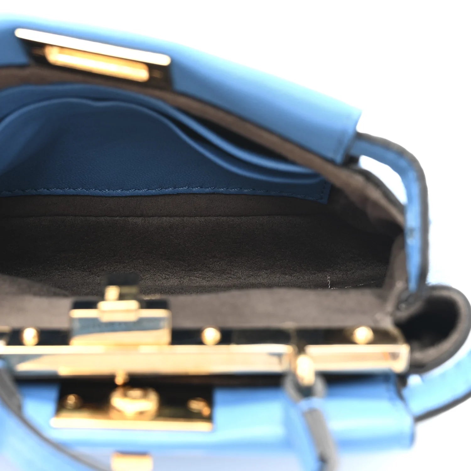 Shiny Nappa Micro Peekaboo Iconic Satchel Blue Royal