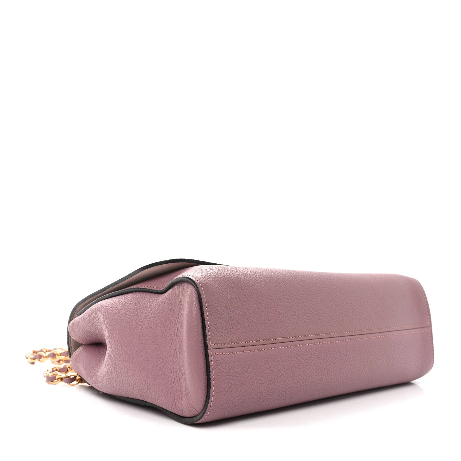 Small Classic Grain Calfskin Medium Lily Flap Mocha Rose