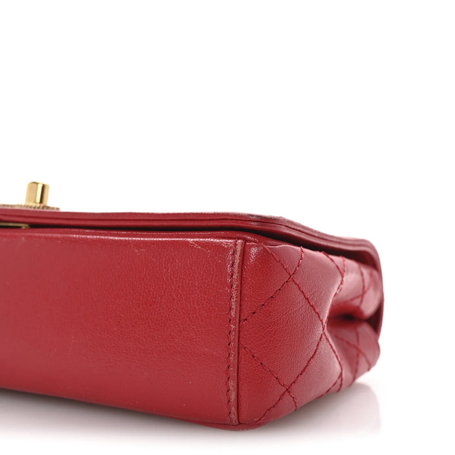 Sheepskin Quilted Medium Vintage Mademoiselle Flap Red