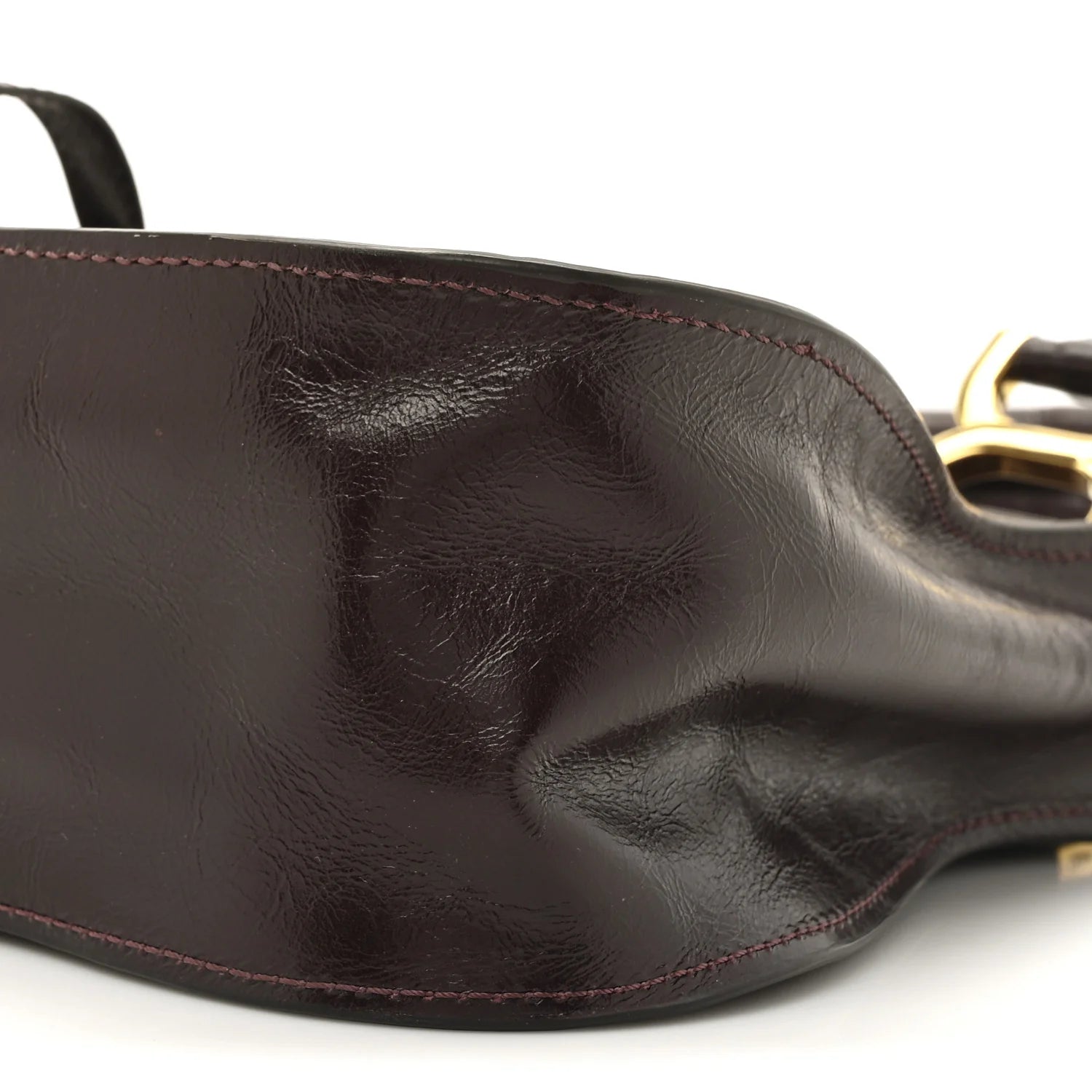 Shiny Calfskin Small Marcie Satchel Auburn Red