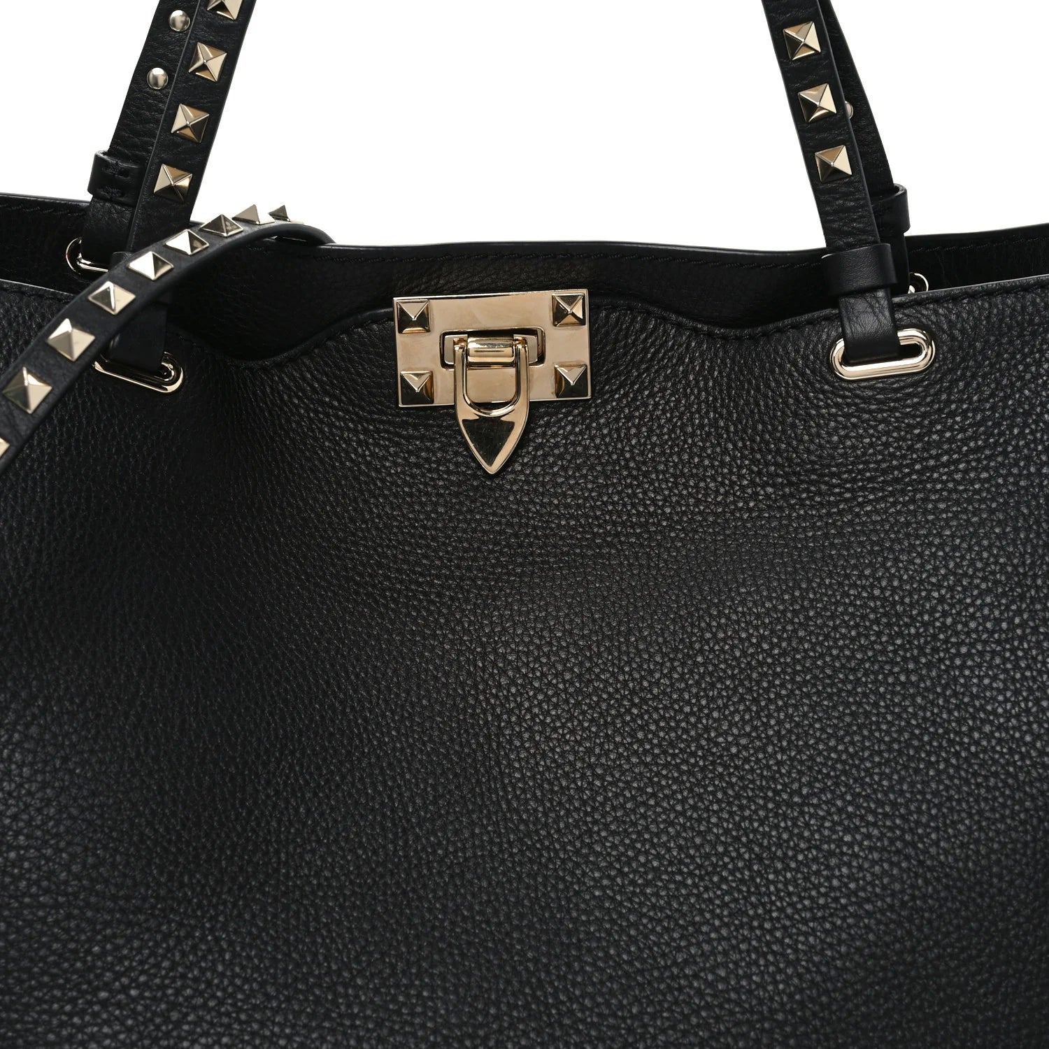Vitello Medium Rockstud Tote Black