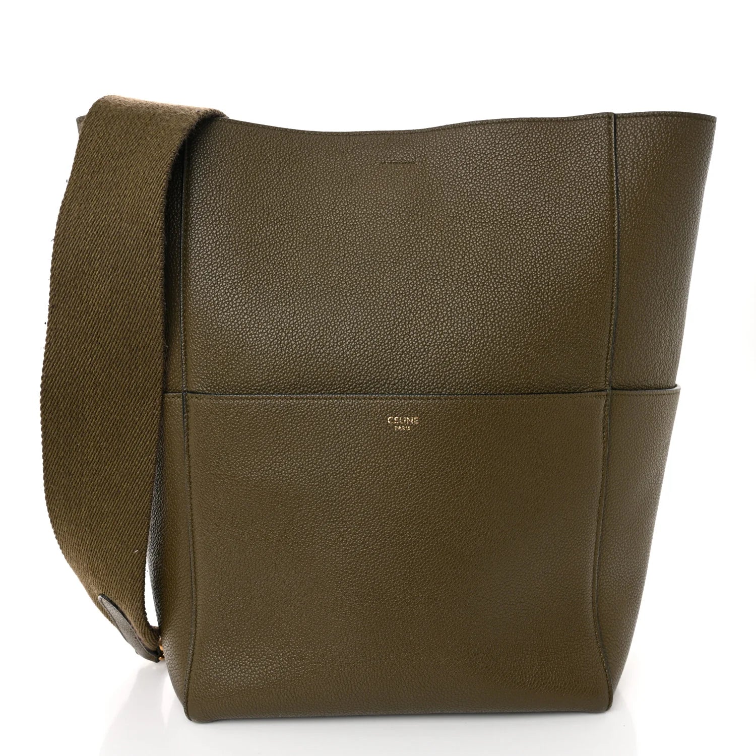 Soft Grained Calfskin Sangle Bucket Bag Light Khaki