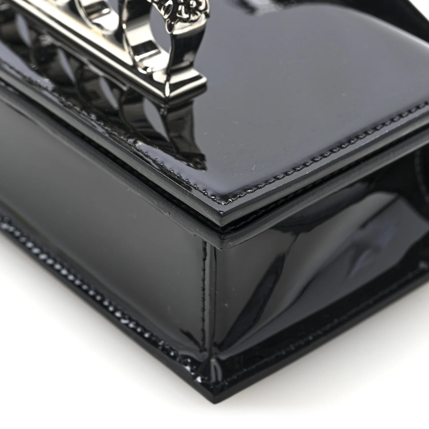 Patent Jeweled Satchel Black