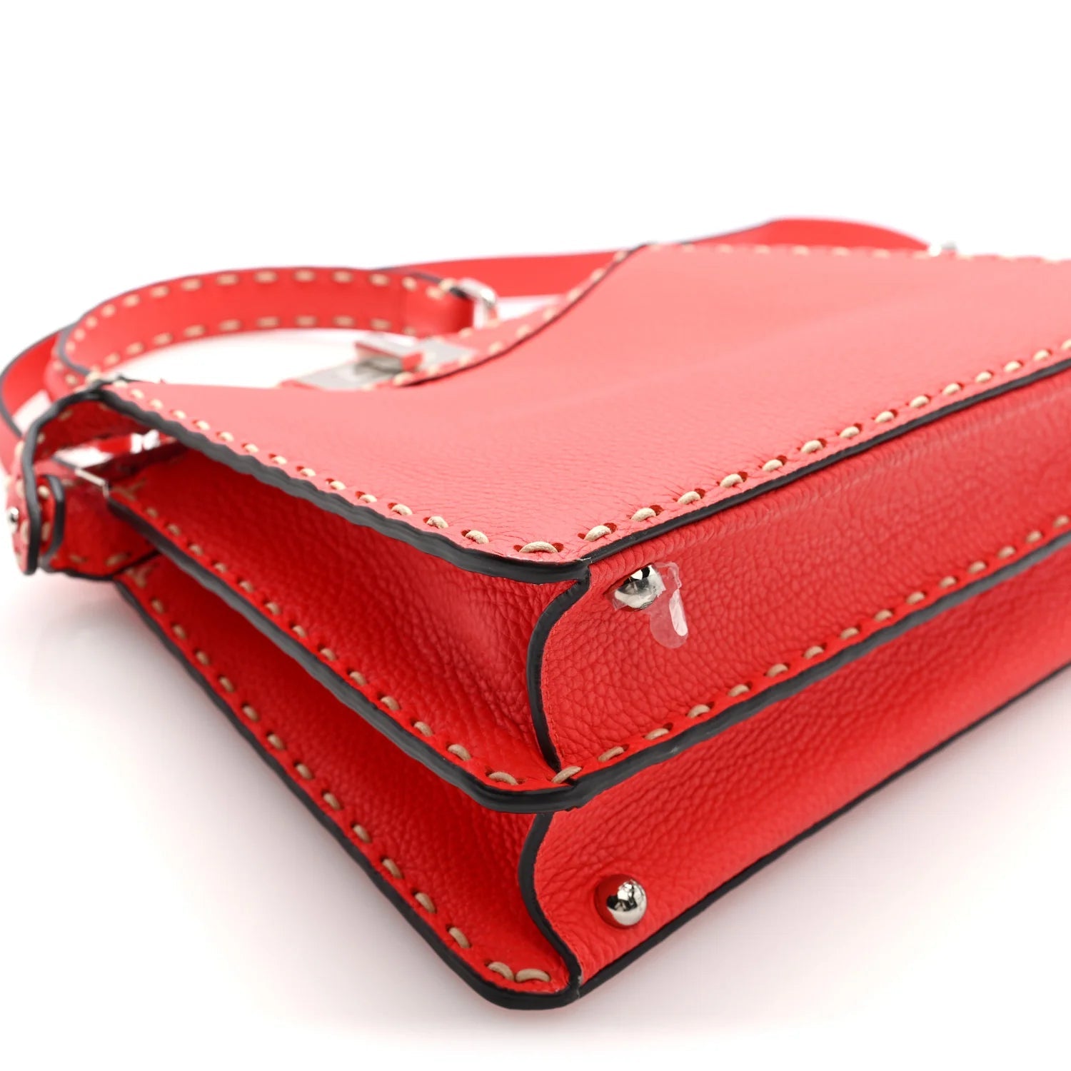 Vitello Granato Camoscio Selleria Macro Stitchings Medium Peekaboo I SEE U Satchel Tullipano