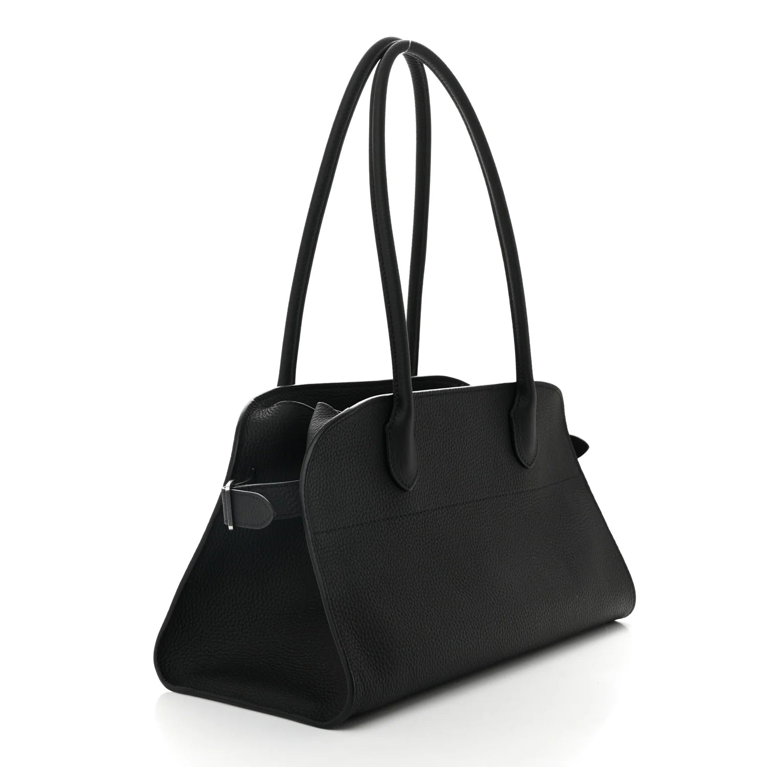 Matte Grained Calfskin Margaux Shoulder 12 Black