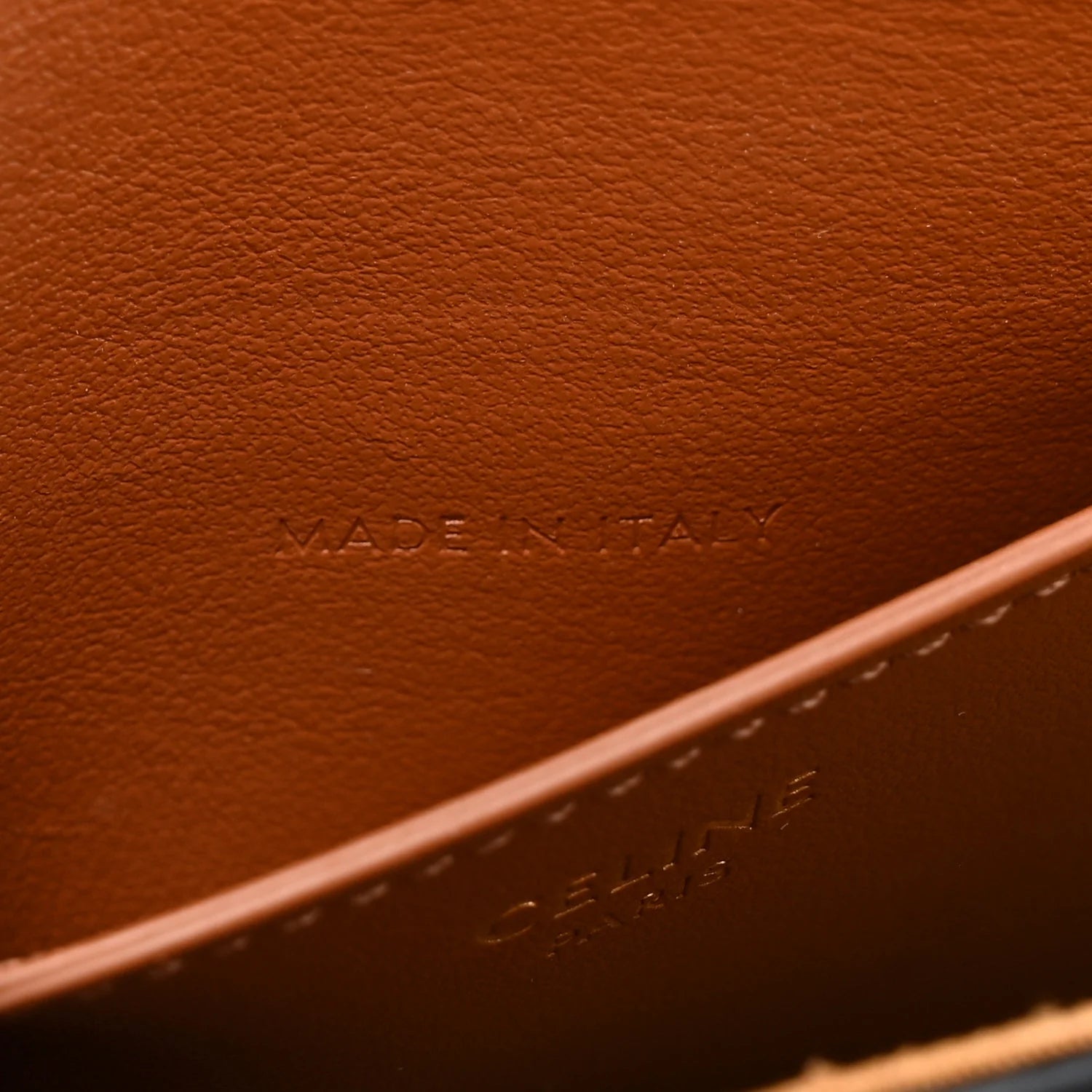 Triomphe Canvas Calfskin Tabou Clutch on Strap Tan