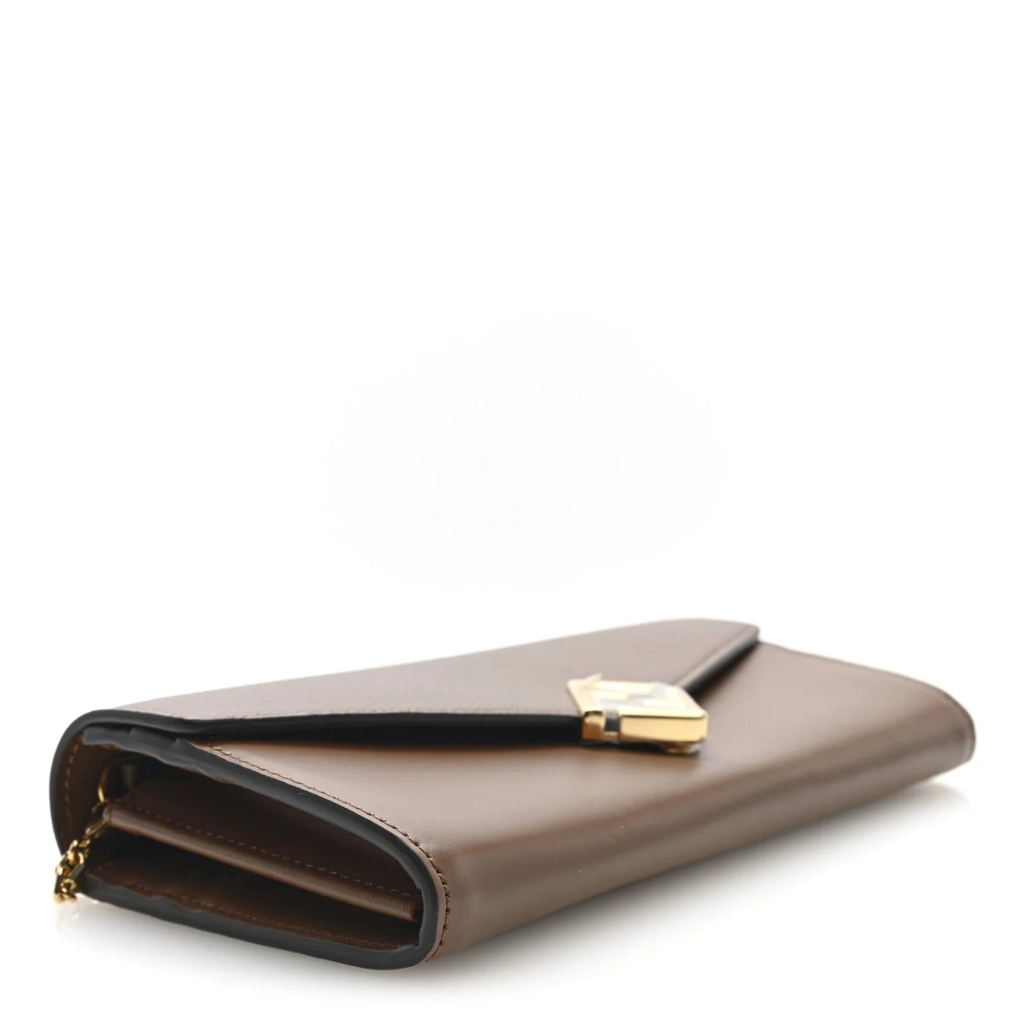 Vitello King Cruise FF Diamonds Continental Envelope Wallet on Chain Gianduia