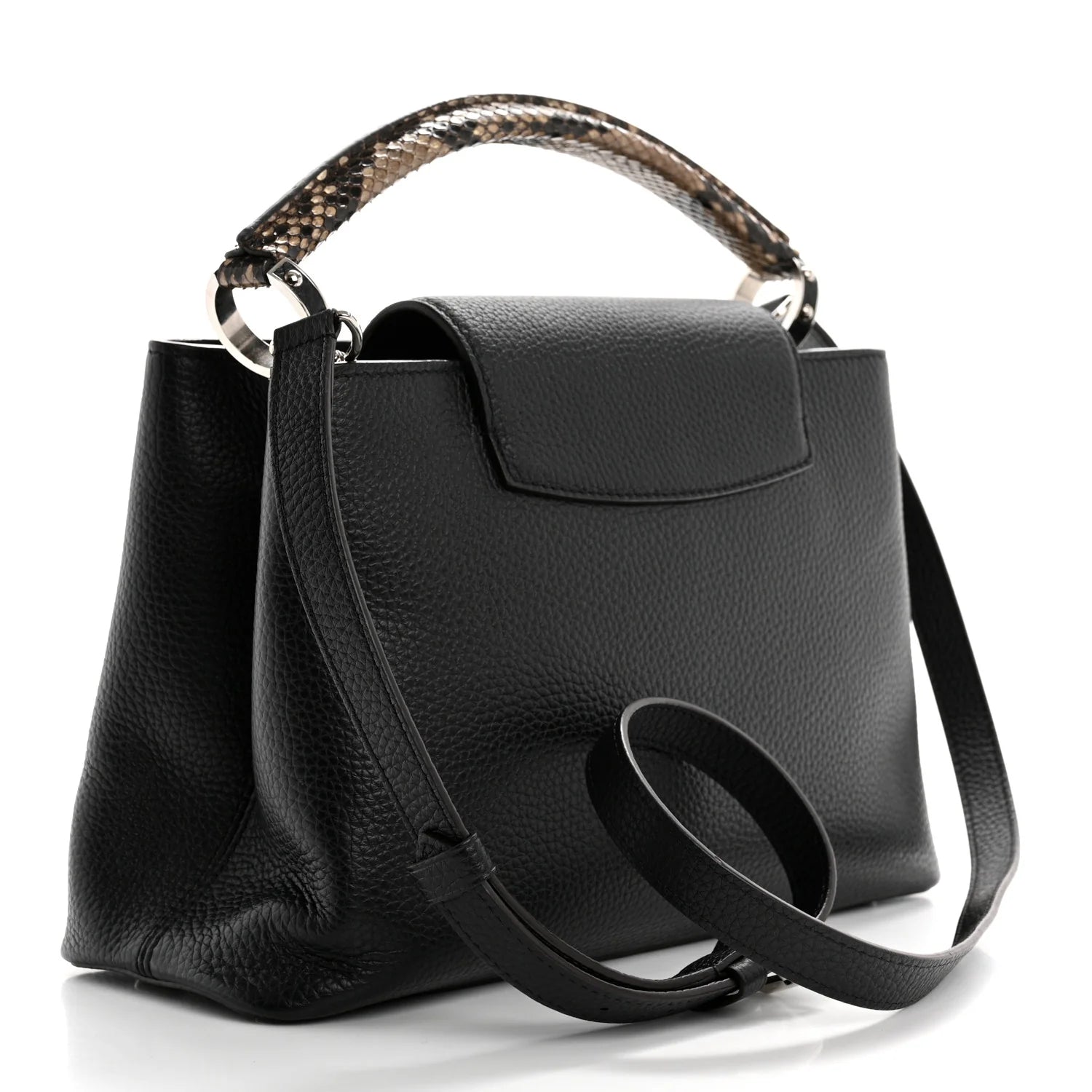 Taurillon Snakeskin Capucines MM Black