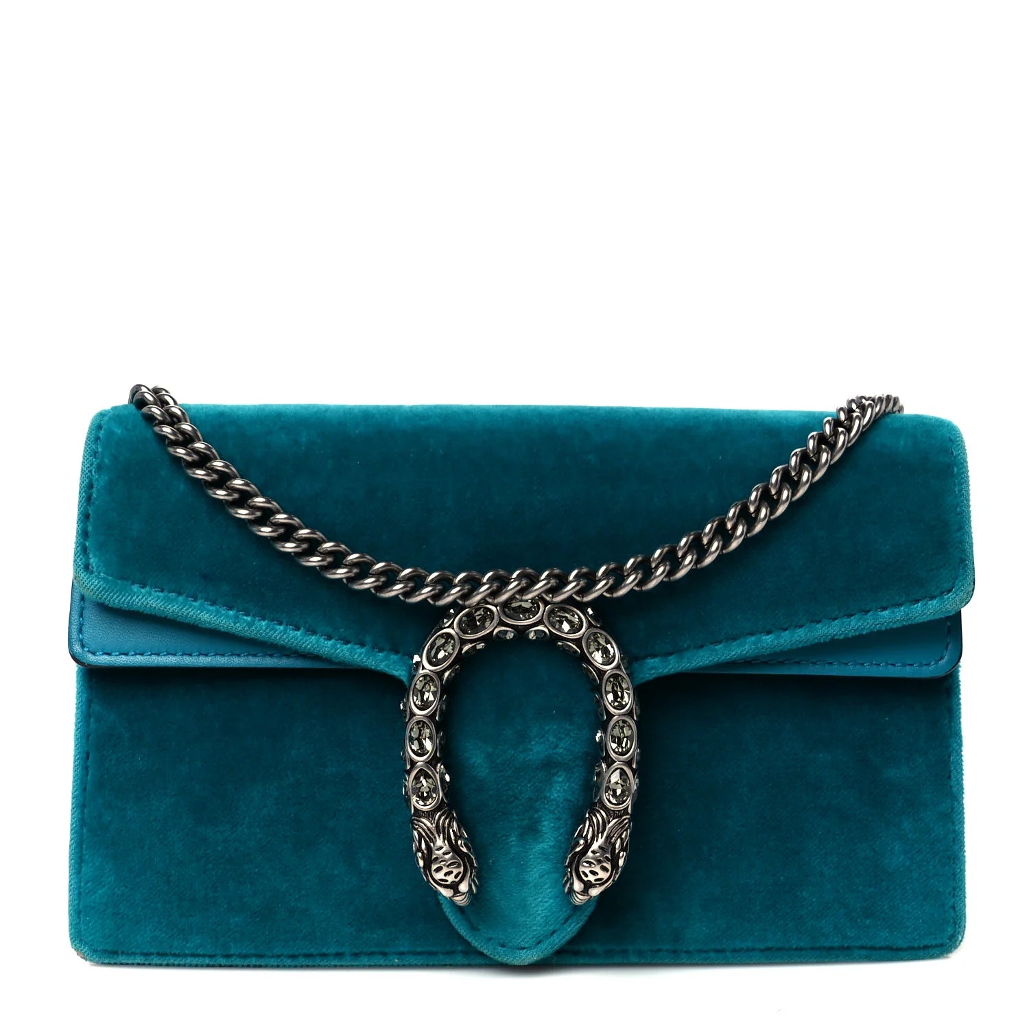 Velvet Super Mini Dionysus Shoulder Bag Pavone Cyan