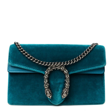 Velvet Super Mini Dionysus Shoulder Bag Pavone Cyan