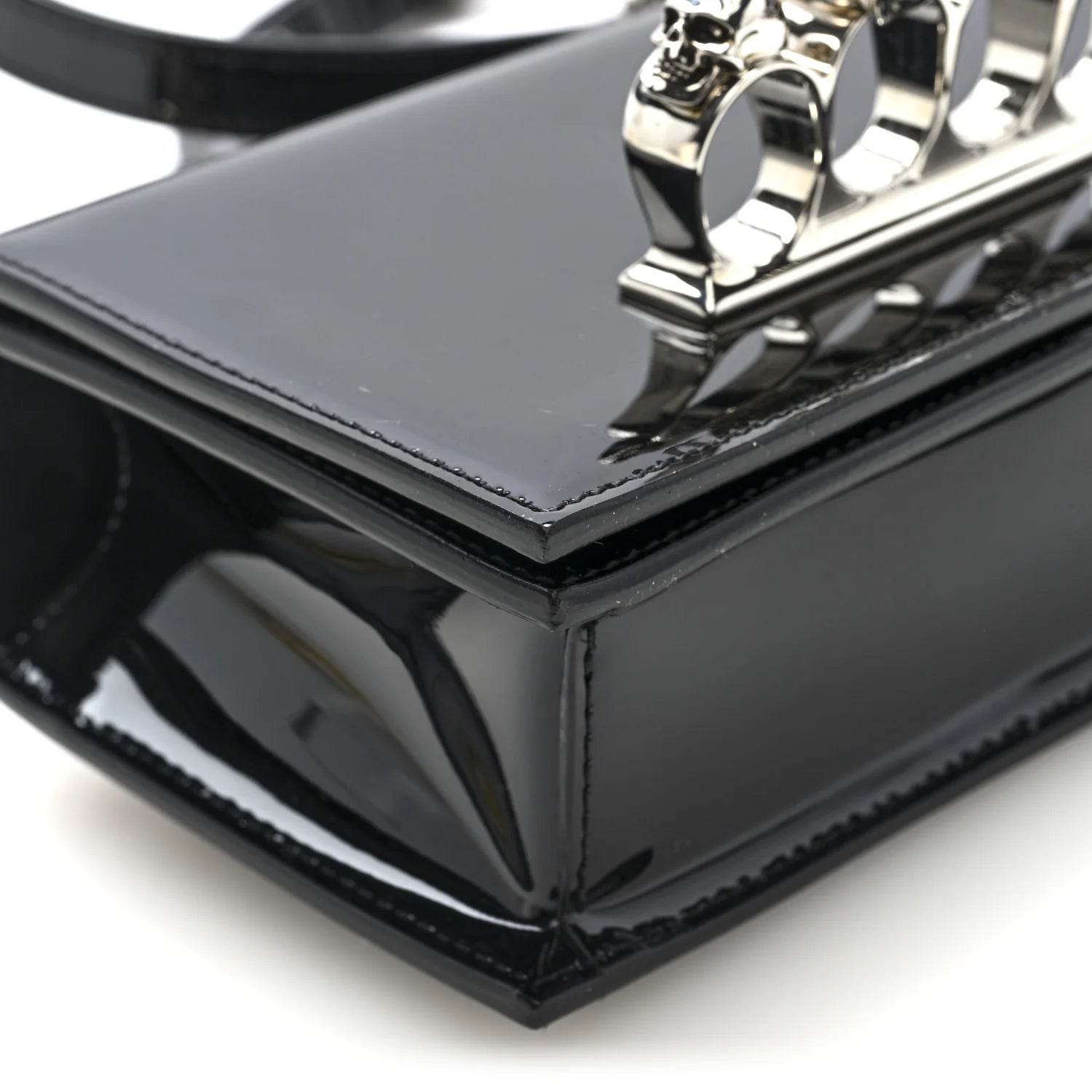 Patent Jeweled Satchel Black