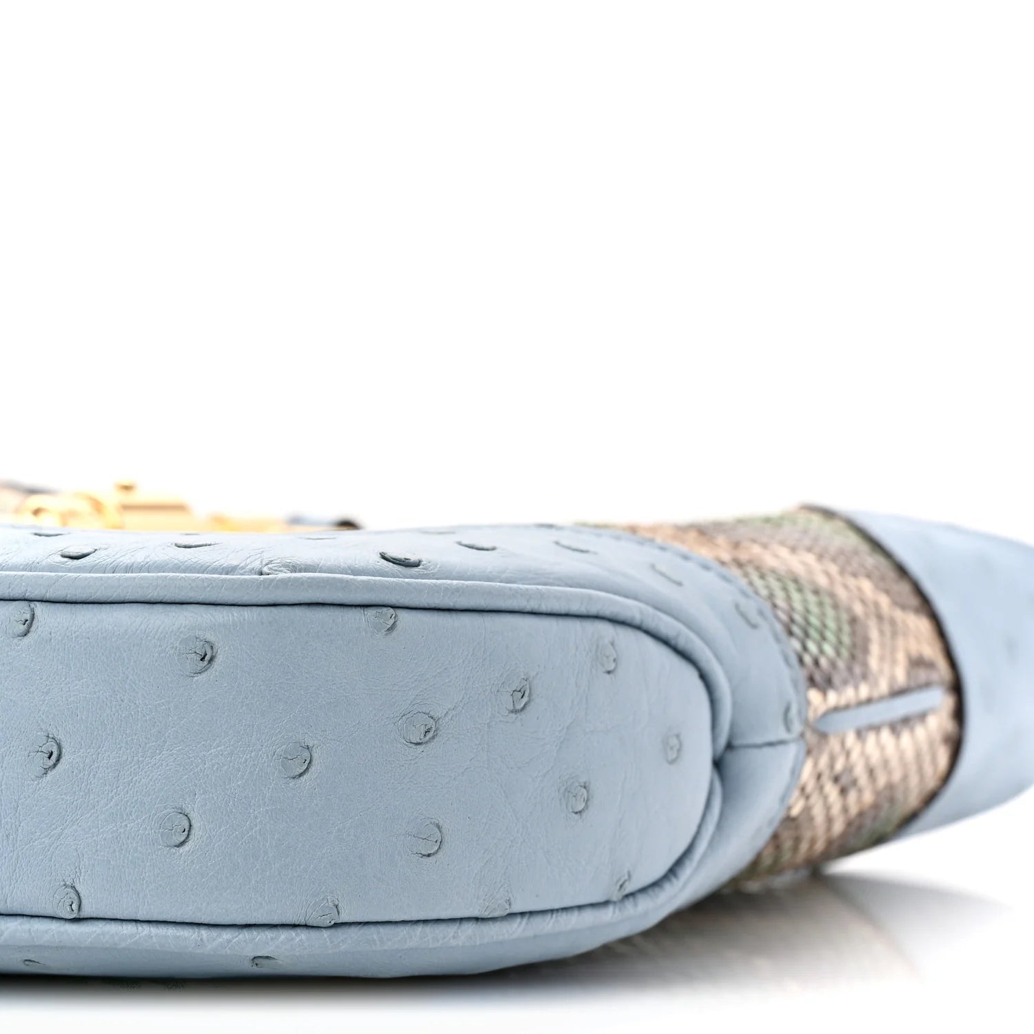 Snakeskin Ostrich Calfskin Small Jackie 1961 Hobo Blue Multicolor