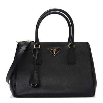 Saffiano Small Galleria Double Zip Tote Black