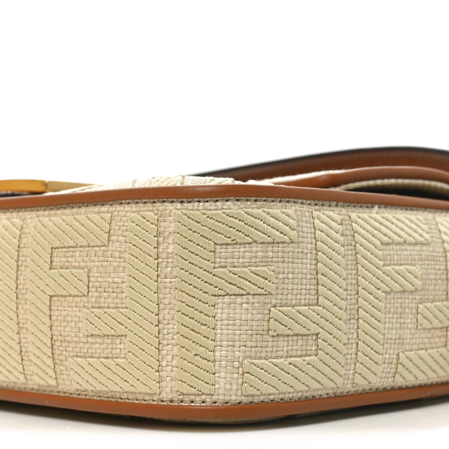 Raffia Vitello King Lucido FF Embroidered Baguette Alchemy Brandy