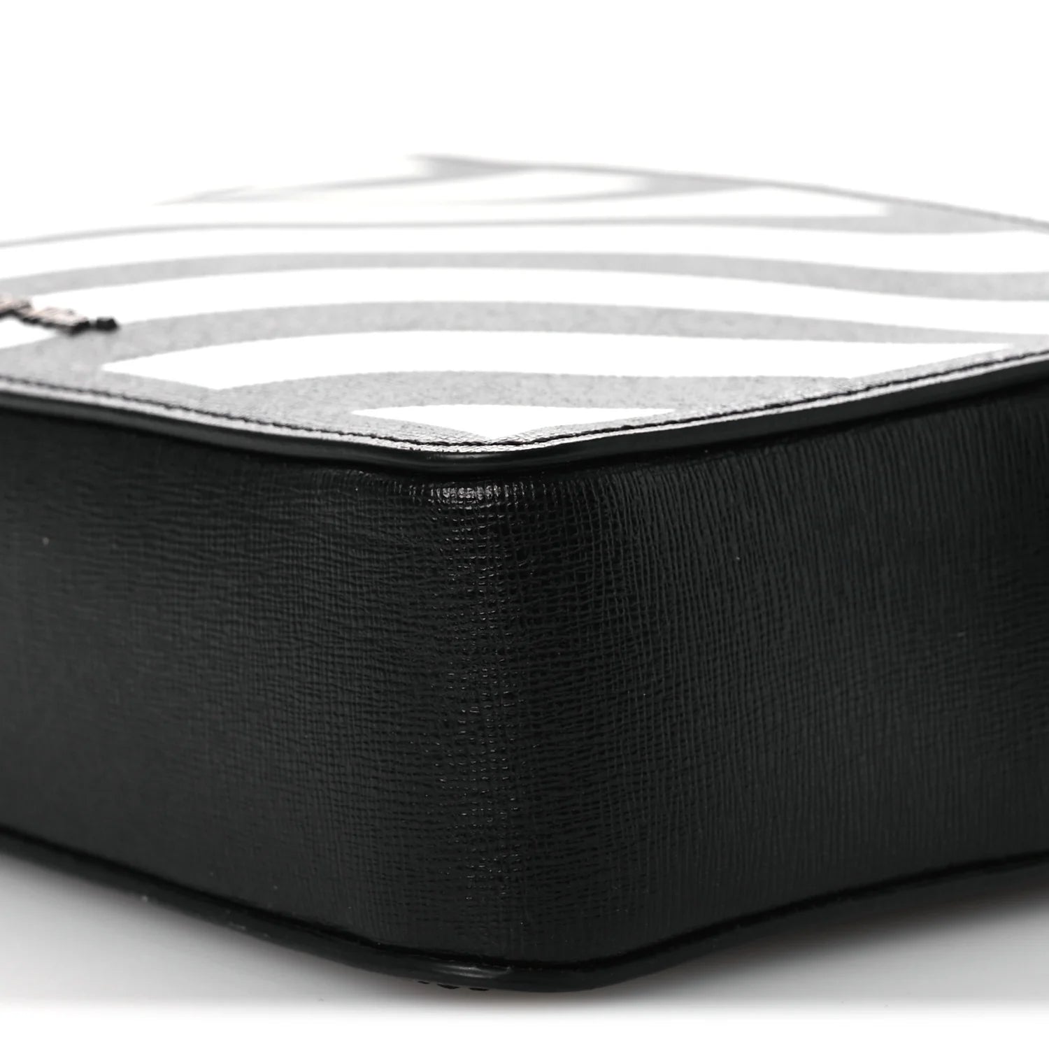 Saffiano Striped Mini Diag Bag Black White