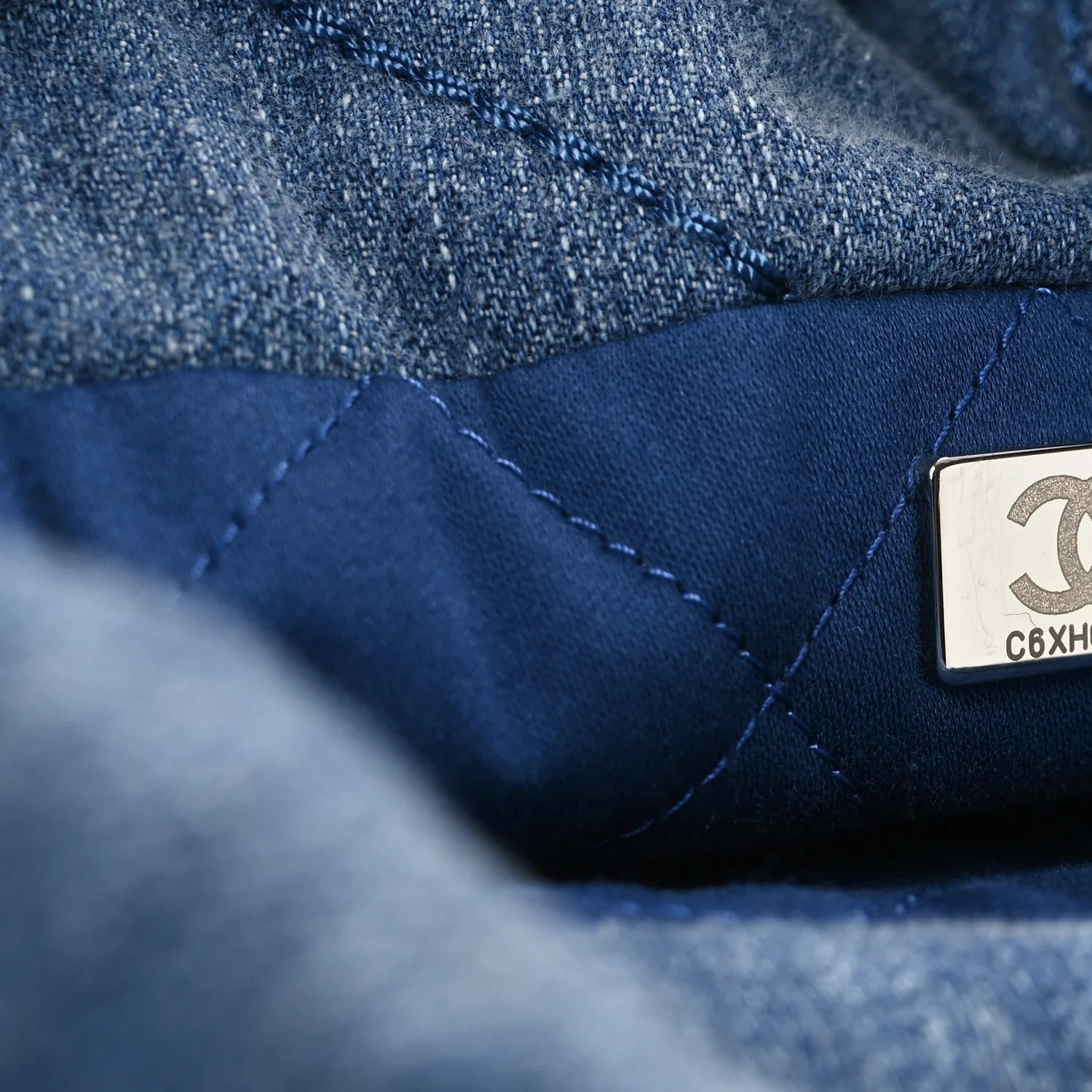 Washed Denim Quilted Studded Small  22 Blue