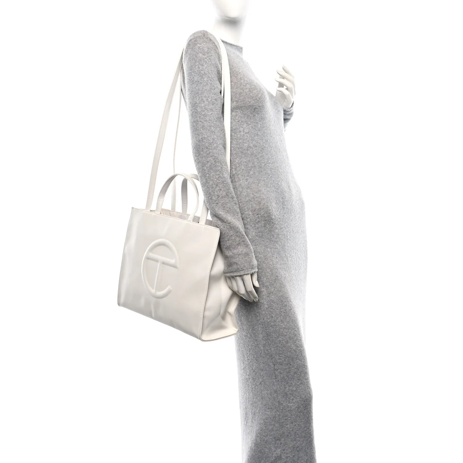 Vegan Leather Medium Shopping Bag White