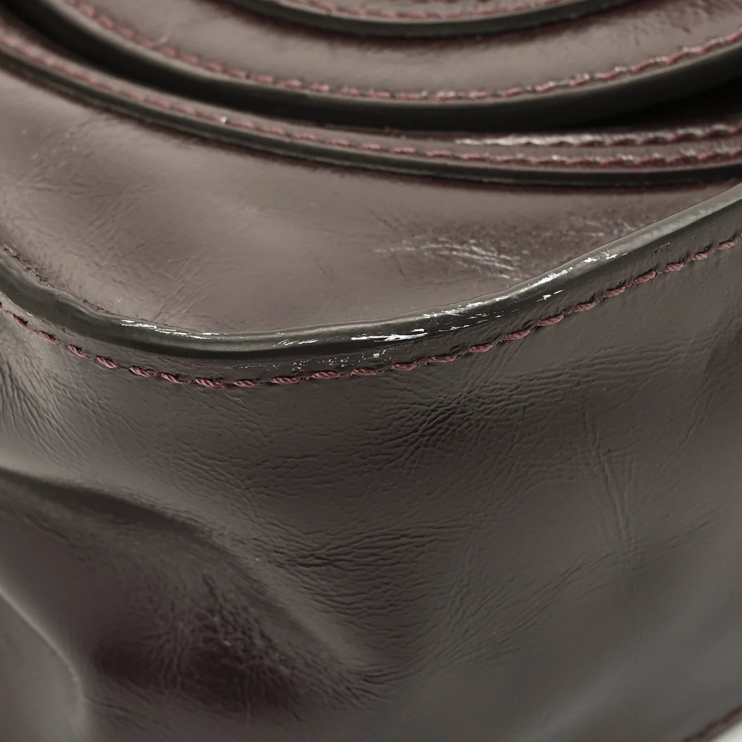 Shiny Calfskin Small Marcie Satchel Auburn Red