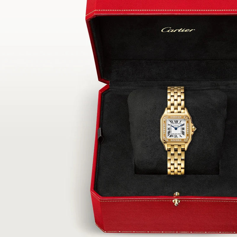 Unworn  Panthère De  Small, 18K Yellow Gold, Diamonds, 22Mm X 30Mm, Ref# WJPN0067, Box and Papers
