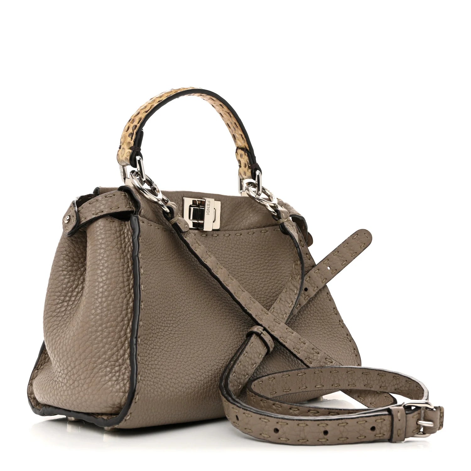 Cuoio Romano Snakeskin Selleria Mini Peekaboo Iconic Satchel Roccia Corda
