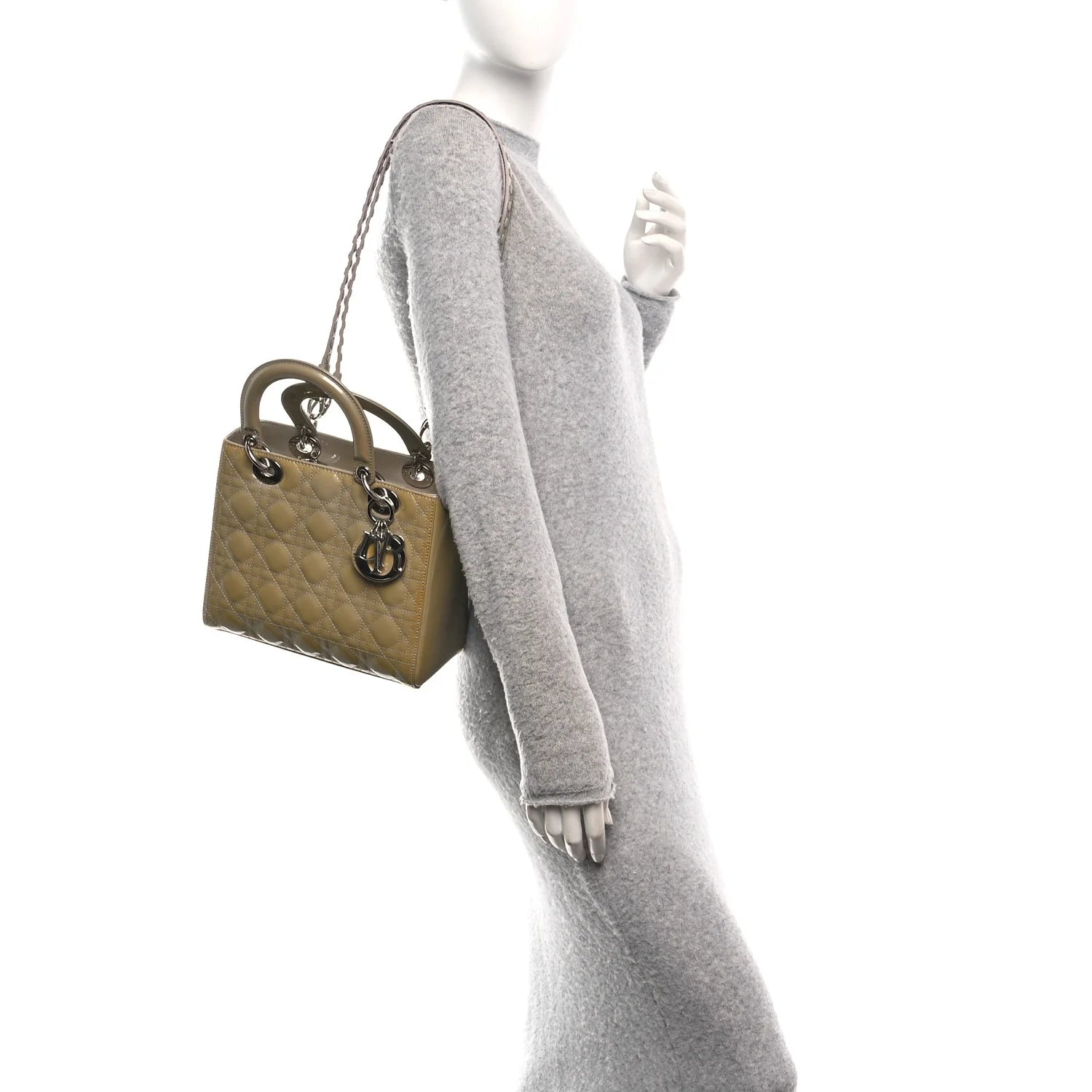 Patent Cannage Medium Lady Dior Grey