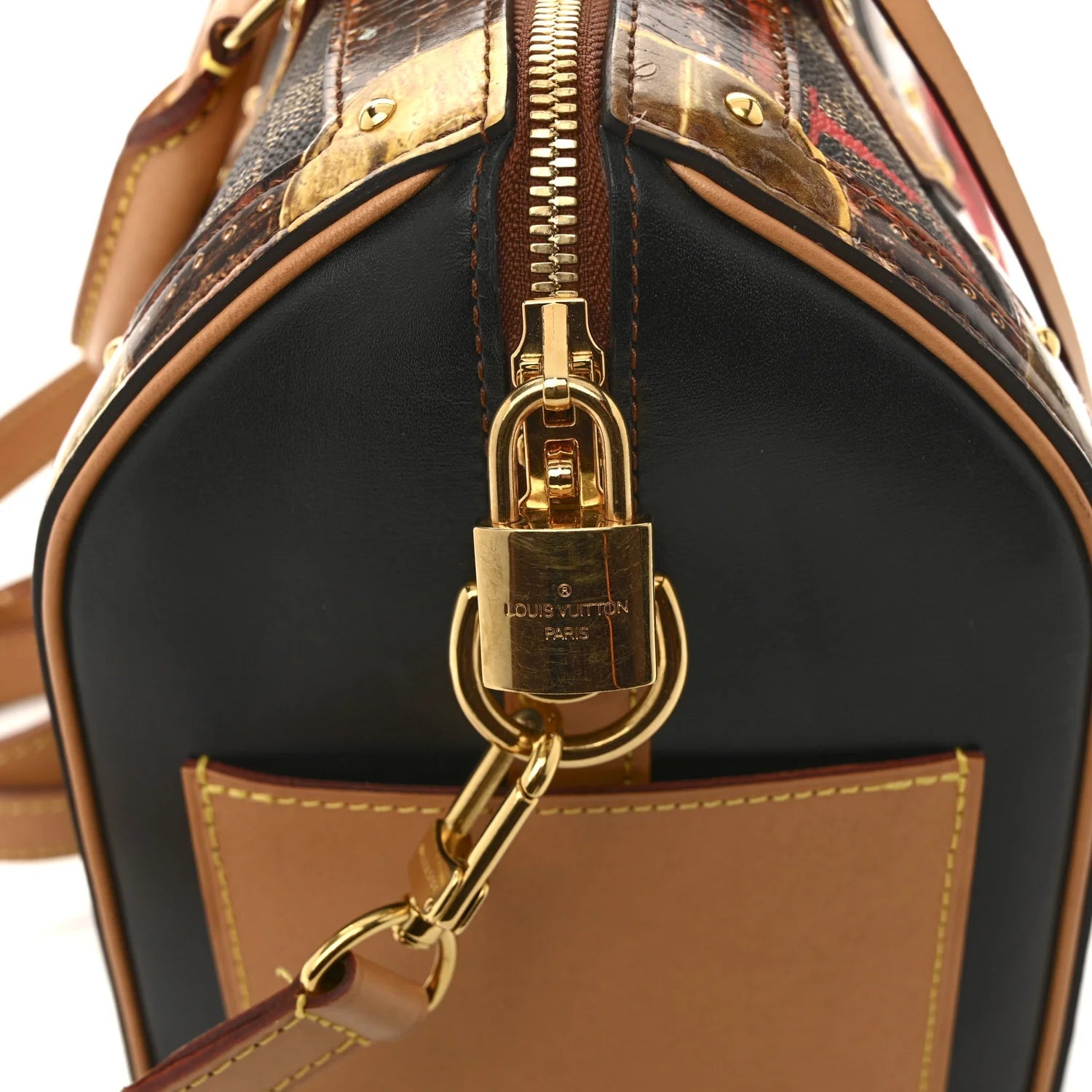 Transformed Damier Ebene Time Trunk Speedy Bandouliere 25 Black