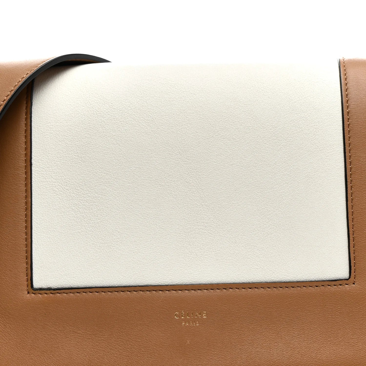 Shiny Smooth Calfskin Medium Frame Shoulder Bag Tan Optic White