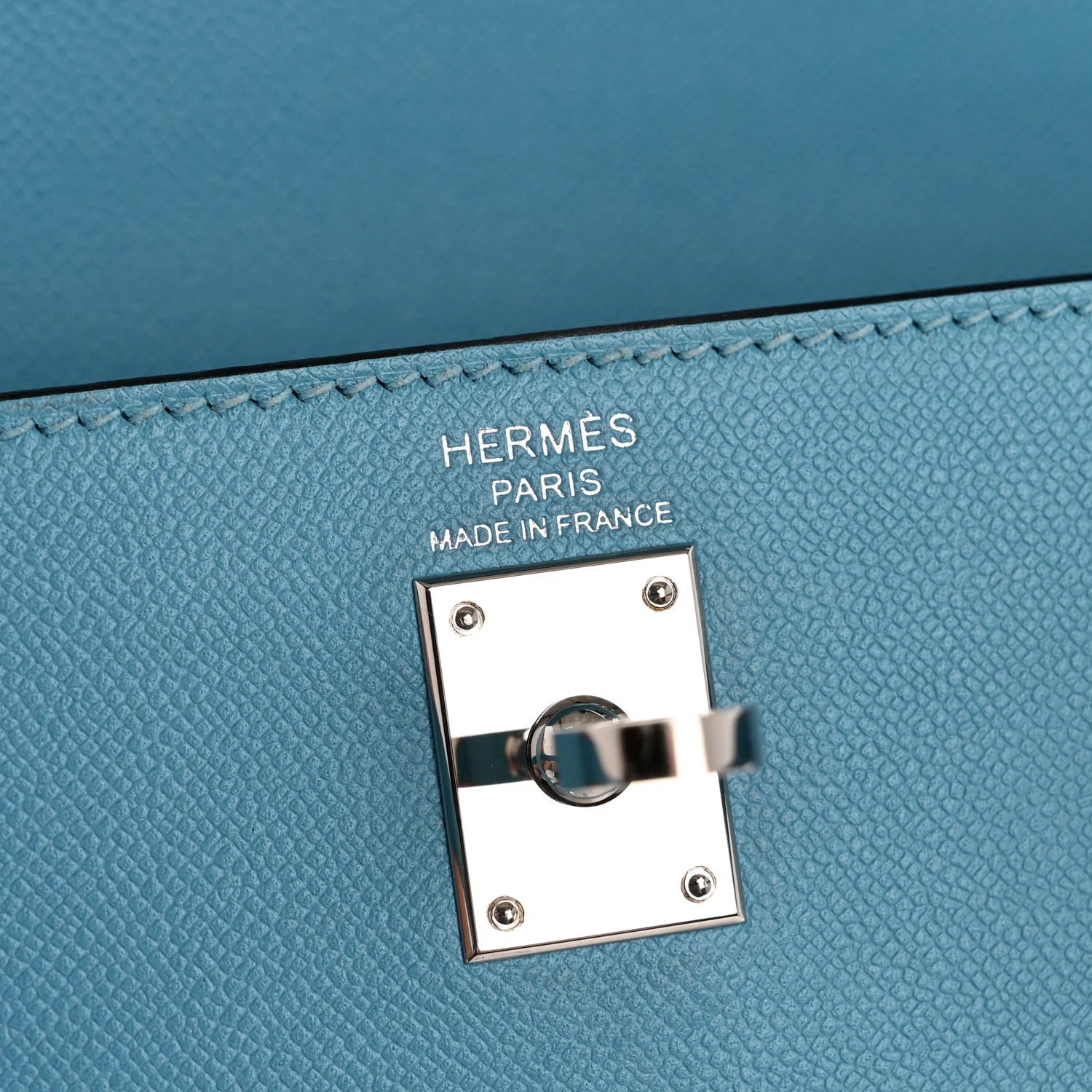 Madame Calfskin Kelly Sellier 25 Bleu Du Nord