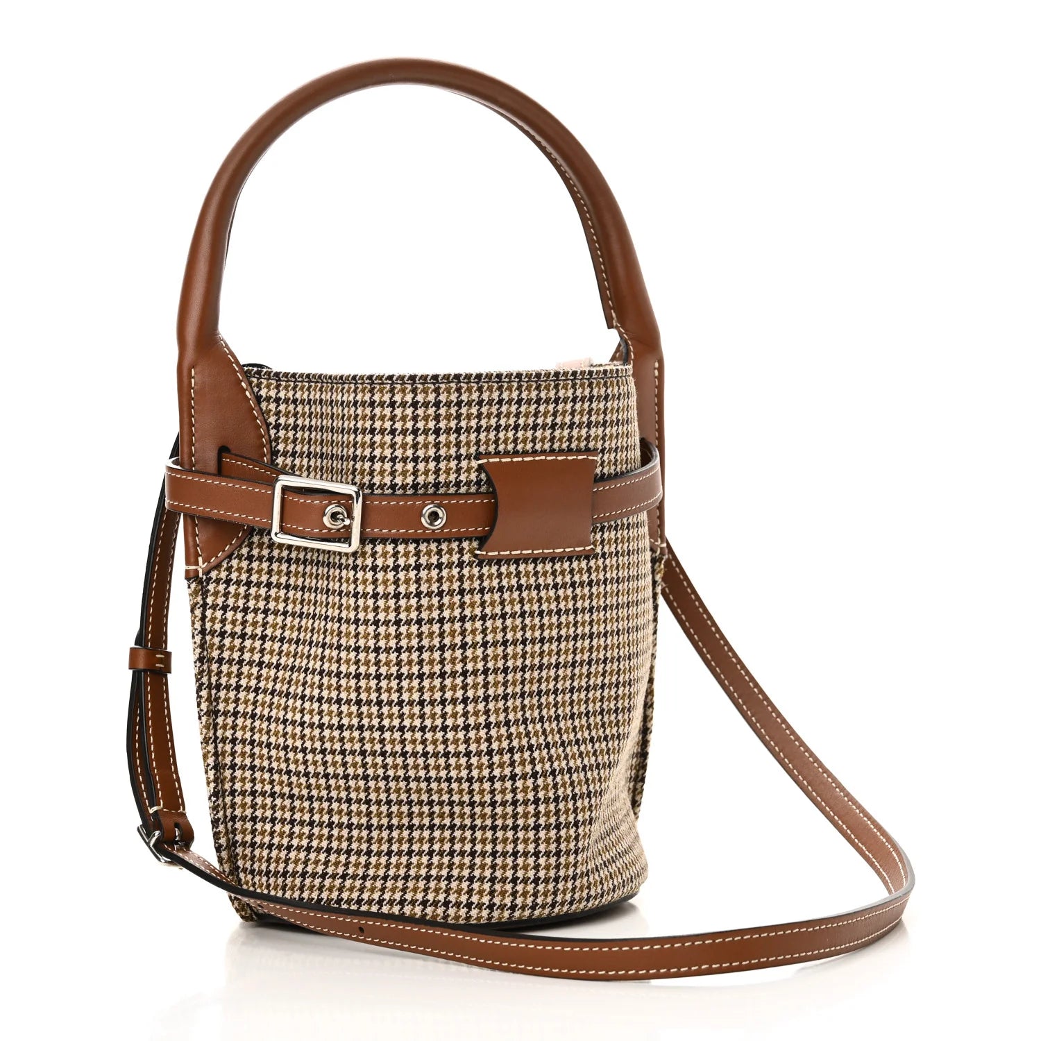 Smooth Calfskin Tweed Nano Big Bag Bucket Tan