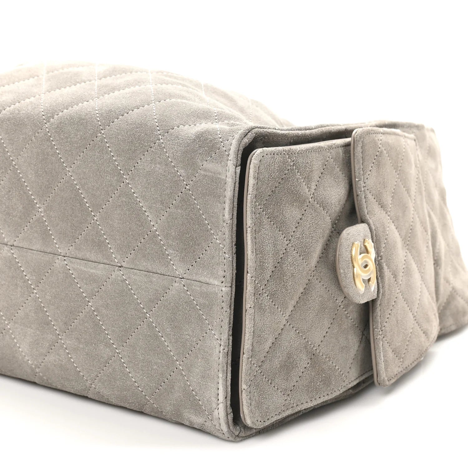 Suede Quilted Medium  25 Handbag Grey